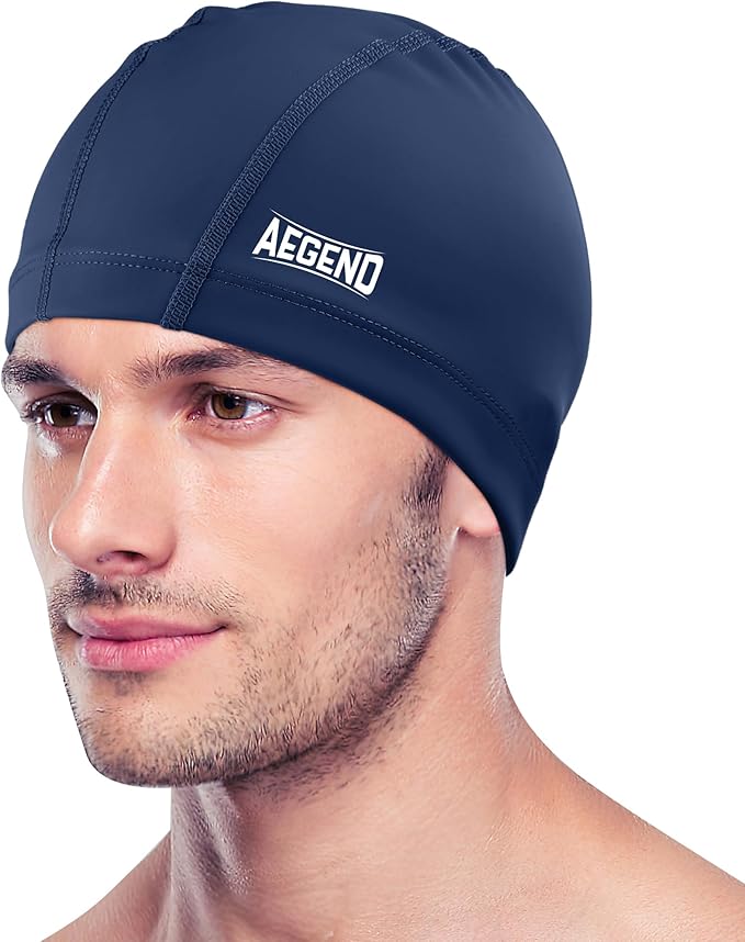 Aegend Fabric Swim Cap, Silicone Waterproof Layer - Breathable Cloth Swimming Cap, Keep Hair Dry with Hight Elasticity for Youth(8-16) Adult, 2 Sizes to Choose-StrideForce Fitness