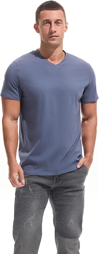 VEIISAR Premium V Neck T Shirts for Men - Modern Fitted Tees Vneck Undershirts-StrideForce Fitness