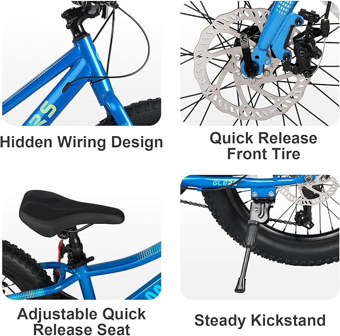 Glerc Mars Kids Mountain Bike, 20 24 Inch Fat Tire Bike for Teen Ages 6-14 Year Old, Bicycle with 2.8-Inch Wide Tires and 6 Speed Drivetrain, Multiple Colors-StrideForce Fitness