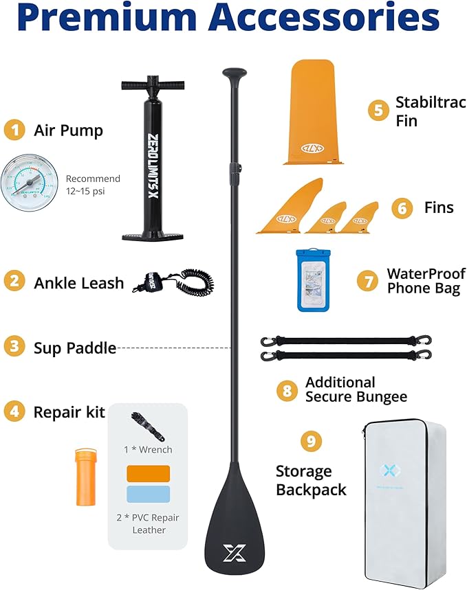 ZLX Inflatable Stand Up Paddle Board, 10'6" SUP Non-Slip Stable Deck Pad, Unique Center Fin, Premium Accessories, Portable Paddleboard for Adults, Beginners, All Skill Levels-StrideForce Fitness