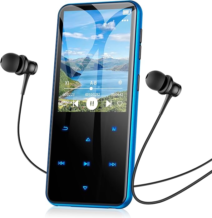AGPTEK 64GB MP3 Player with Bluetooth, M3 2.4 inch Music Player with Speaker and FM Radio, Touch Buttons, Supports Up to 128GB(Blue)-StrideForce Fitness