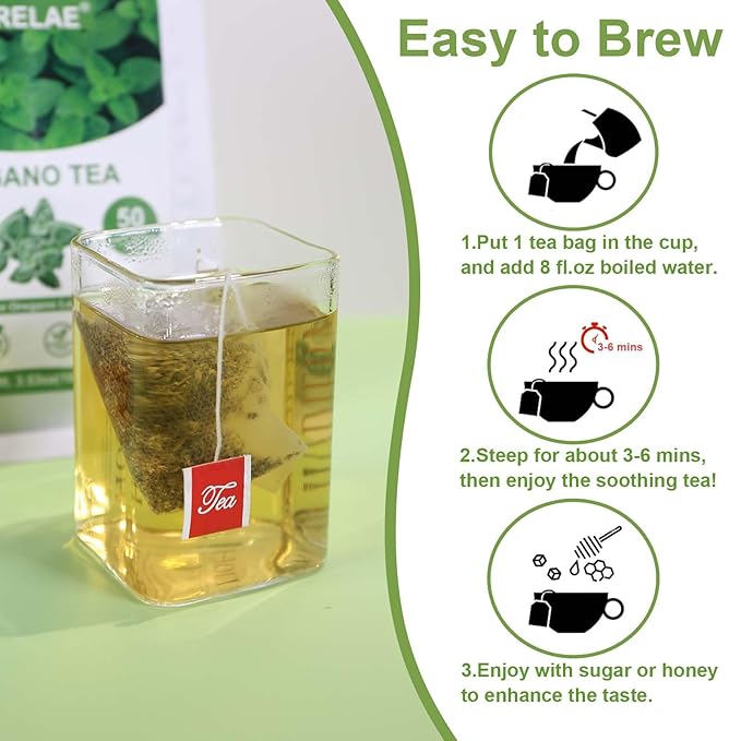 TEARELAE - Oregano Tea Bags - 50 Count - Premium Natural Oregano Leaves - Aid in Digestion, Rich in Antioxidants - Non-GMO - Caffeine-Free-StrideForce Fitness