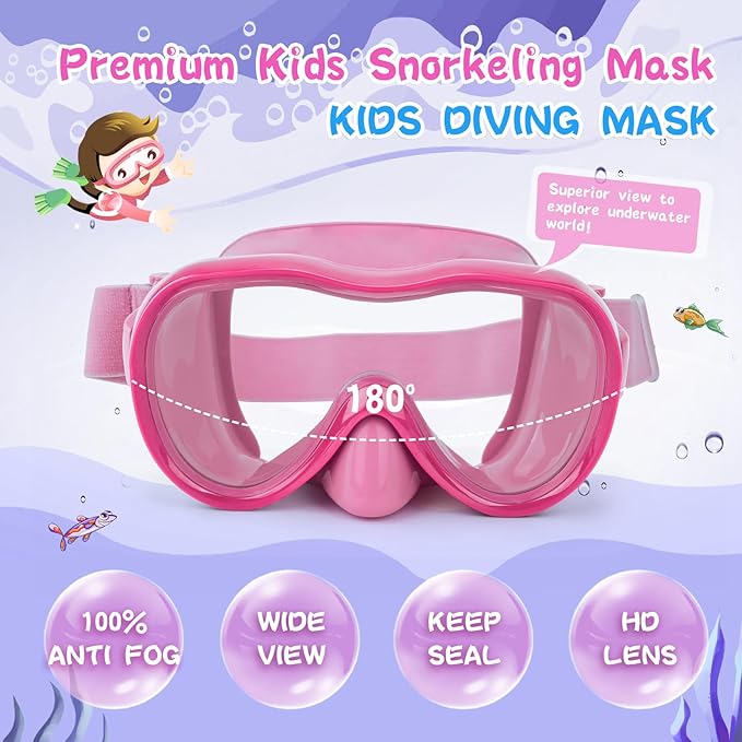 Kids Swim Goggles with Nose Cover, Anti-Leak Swim Mask with Elastic Fabric Strap, UV Protection Swimming Goggles for Kids-StrideForce Fitness