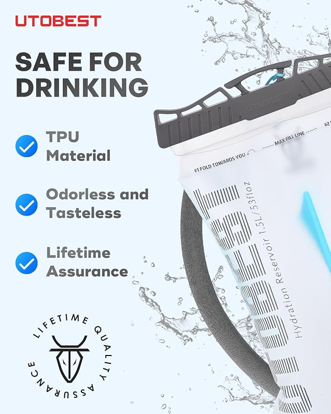 UTOBEST Hydration Bladder,TPU Water Bladder,Water Bladder for Hiking Backpack,BPA Free,Wide Opening,Leak-Proof,Water Reservoir for Hiking Cycling Camping Running-StrideForce Fitness