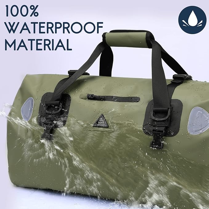 Haimont Waterproof Duffel Bag Roll-top Dry Duffel Bag with Quick-fixed Straps for Motorcycling, Rafting, Boating, SUP, Kayaking, Travel, 50L/70L-StrideForce Fitness