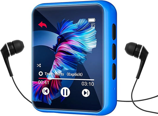 MP3 Player with Bluetooth 5.0 Portable HiFi Lossless Sound MP3 Music Player and FM Radio Recorder E-Book 2.4 inch Screen Maximum Support 128GB（Blue）-StrideForce Fitness