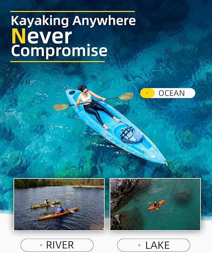 OCEANBROAD Kayak Paddle 86in/218cm, 90.5in/230cm Alloy Shaft 2-Piece Floatable Kayak Oar for Kayaking Canoeing Boating-StrideForce Fitness