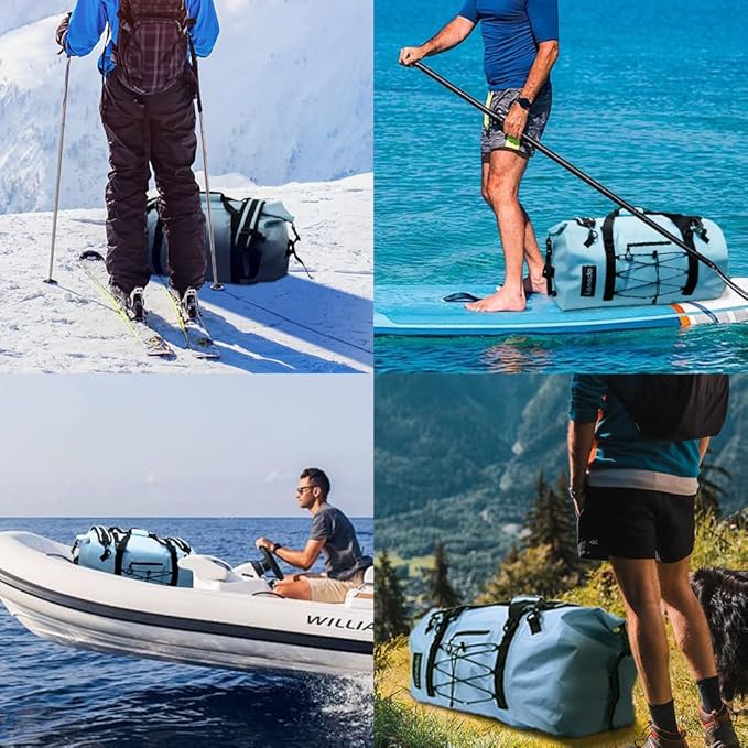 80L Dry Bag Large Waterproof Bag Roll-Top Heavy Duty Fishing Duffel Bag with Durable Straps & Handles for Kayaking Paddle boarding Boating Rafting Fishing-StrideForce Fitness