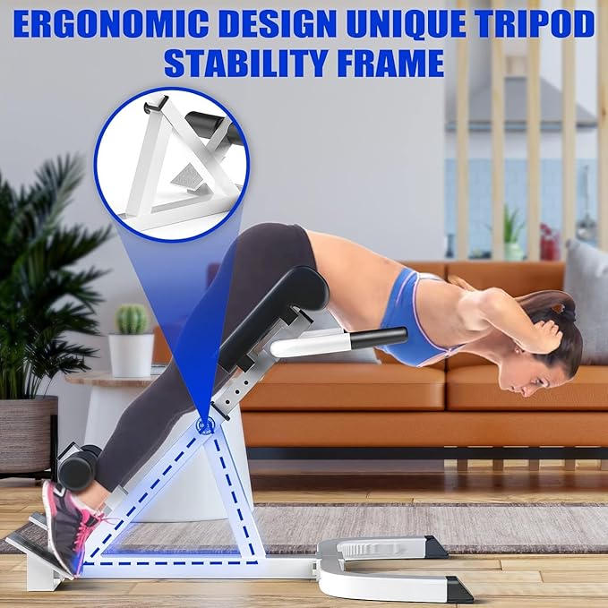 Roman Chair,Back Extension Bench,Multi Functional Ab Bench, Hyperextension Bench Abdominal Exercise, Leg Strength Trainer Home Men Women Full Body-StrideForce Fitness