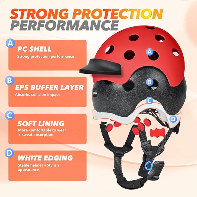 Kids Bike Helmet for 5-8-14 Kids Skateboard Helmet Boys Girls Child Youth Adjustable Lightweight Ventilation and Multi-Sports Scooter Cycling Roller Balance Bike-StrideForce Fitness