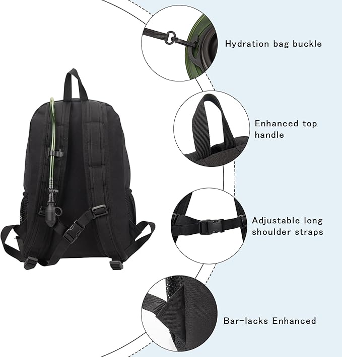 Small Hiking Backpack,Lightweight Water Backpack with 2L Water Bladder Phone Pocket Hydration Pack for Cycling Climbing Biking-StrideForce Fitness