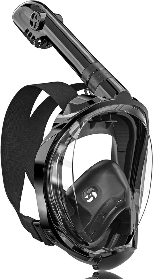 QingSong Full Face Snorkel Mask for Adults, Snorkeling Gear with Camera Mount, 180 Degree Panoramic View Snorkel Set Anti-Fog Anti-Leak-StrideForce Fitness