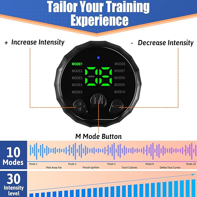 Electronic Muscle Stimulator, Abs Stimulator Muscle Toner, Ab Machine Trainer for All Body, Rechargeble for Fitness Strength Training Workout Equipment for Men and Women(Waist + Arms)-StrideForce Fitness