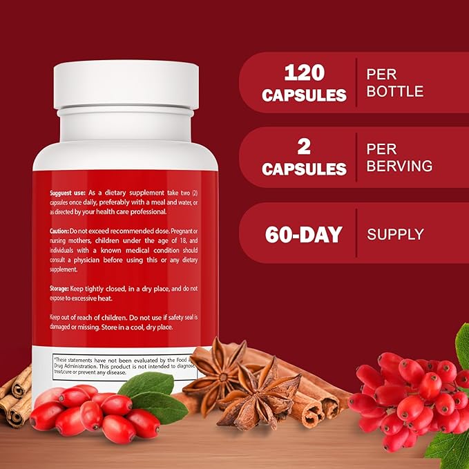 Berberine Supplement with Ceylon Cinnamon, Licorice Extract, Berberine 6X for Healthy Weight Management, Metabolism and Immune Support (120 Capsules)-StrideForce Fitness