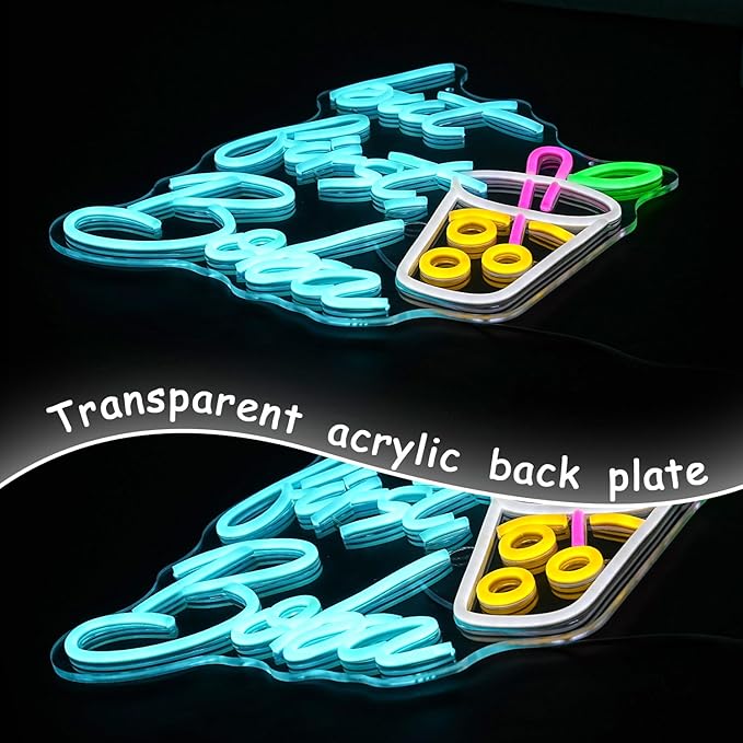 But First Boba Neon Sign Bubble Tea with Cup Neon Sign for Wall Decor Milk Tea Neon Lights Dimmable LED Neon Light Signs for Restaurant Coffee Dessert Shop Party(15.2 * 13in)-StrideForce Fitness