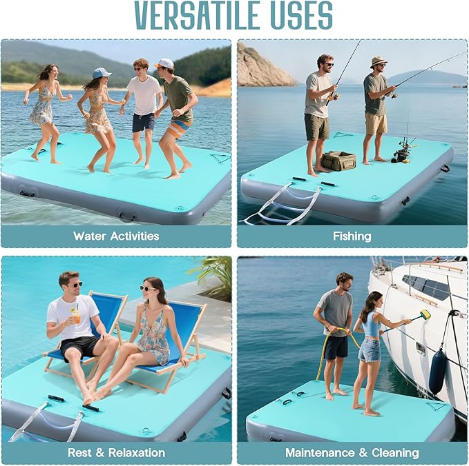 Specraft Inflatable Floating Dock, Non-Slip Air Dock Platform loating Island Raft with Rope Ladder for Pool Lake Beach Ocean-StrideForce Fitness
