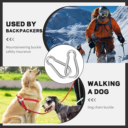 24PCS M8 Spring Snap Hook Carabiner, Heavy Duty Galvanized Steel 3Inch Carabiner Clip, 550LBS Holding Capacity Spring Clips for Hammock Swing Outdoor Travel-StrideForce Fitness