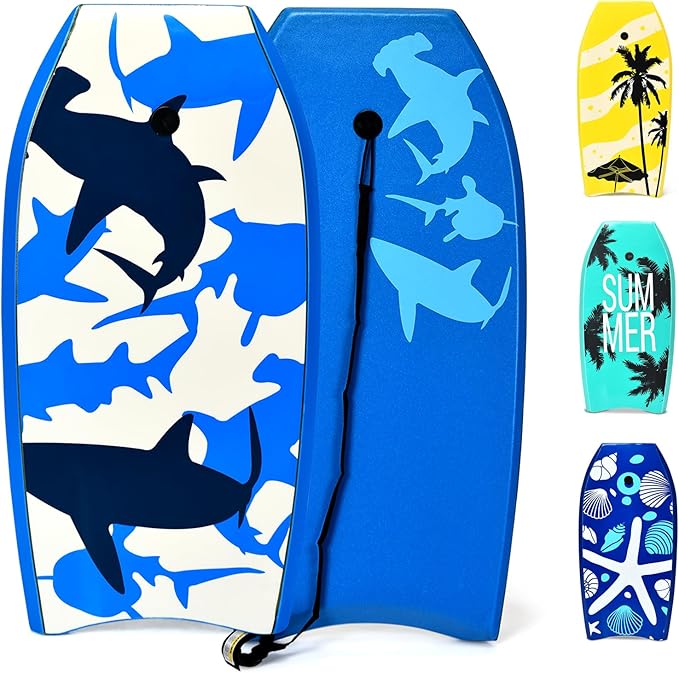 KOTEK 33/37/41 Inch Body Board with Wrist Leash, EPS Core, Dual Channel, HDPE Slick Bottom, Bodyboard for All Skill Levels & Wave Conditions-StrideForce Fitness