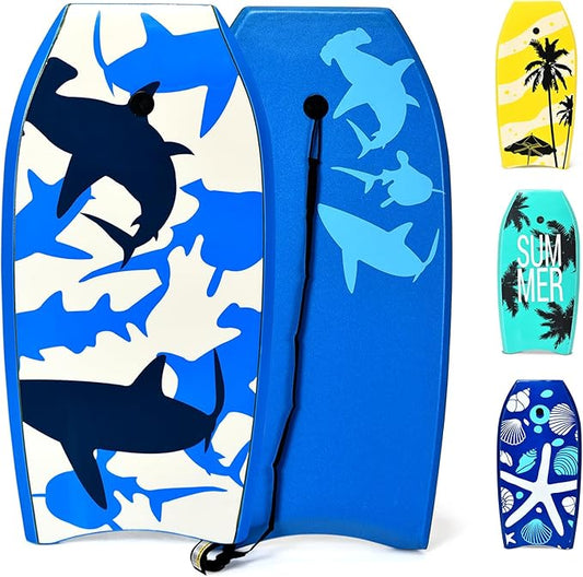 KOTEK 33/37/41 Inch Body Board with Wrist Leash, EPS Core, Dual Channel, HDPE Slick Bottom, Bodyboard for All Skill Levels & Wave Conditions-StrideForce Fitness