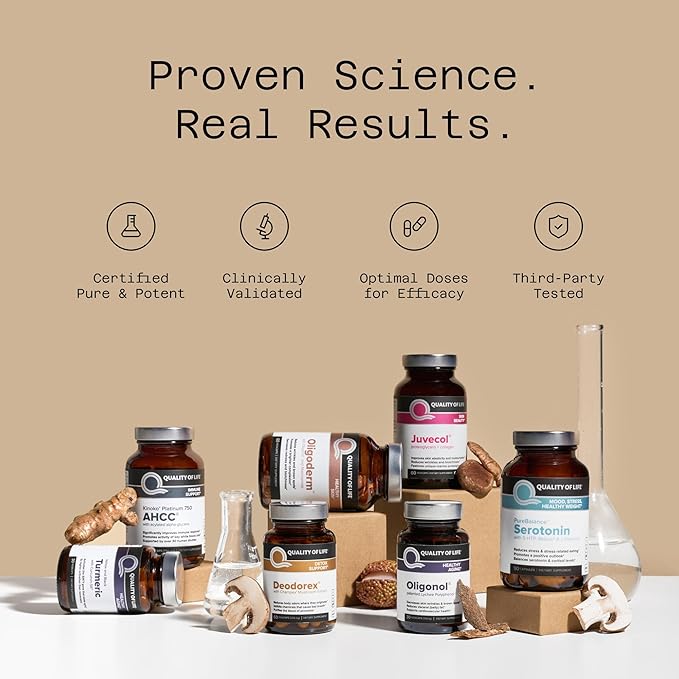 Quality of Life Oligonol Premium Anti Aging Supplement - Promotes Cardiovascular Health, Circulation & Youth, Includes Antioxidants - Lychee Fruit Extract - 30 Vegicaps-StrideForce Fitness