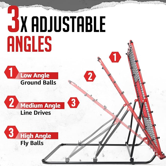 Baseball Rebounder Net, 3/5 Adjustable Angles 4x4.5FT Pitch Back Baseball Softball Volleyball Rebounder with 2 Strike Zones, UV Resistant, Pitchback Trainer for Ground, Line Drive & Fly Balls-StrideForce Fitness