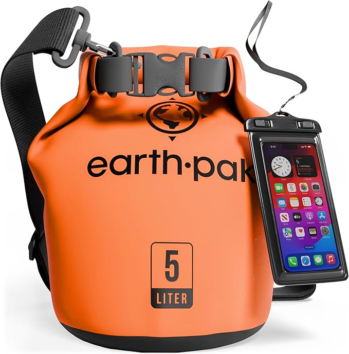 Earth Pak Waterproof Dry Bag - Roll Top Waterproof Backpack Sack Keeps Gear Dry for Kayak with Waterproof Phone Case-StrideForce Fitness