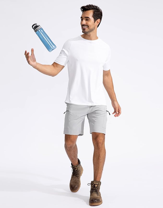 Pudolla Men's Hiking Cargo Shorts 9" Lightweight Outdoor Work Shorts for Men Travel Golf Camping Casual with 5 Zipper Pockets-StrideForce Fitness