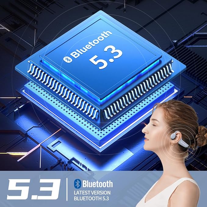 Open Ear Headphones, Open Wireless Earphones, 15HBluetooth Playback 5.3 Sports Earphones, Built-in Microphone, Suitable for Sports Running,Exercise (Sky Blue)-StrideForce Fitness