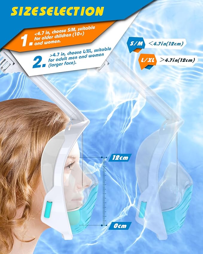 QingSong Full Face Snorkel Mask for Adults, Snorkeling Gear with Camera Mount, 180 Degree Panoramic View Snorkel Set Anti-Fog Anti-Leak-StrideForce Fitness