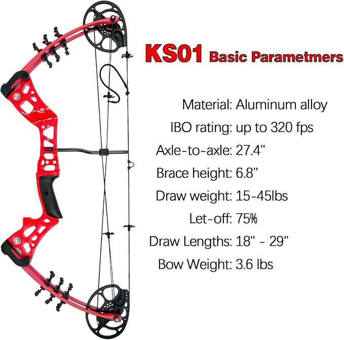 Youth Compound Bow Set 15-45 Lbs for Teens and Beginner, Package with Archery Hunting Equipment, Max Speed 260fps, Adjustable, Right Hand-StrideForce Fitness