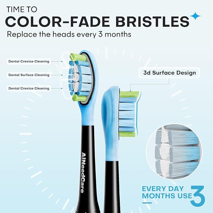 12 Pack Toothbrush Replacement Heads for Philips Sonicare, Electric Brush Heads Compatible with Phillips Sonic Snap-on Care Head (Black)