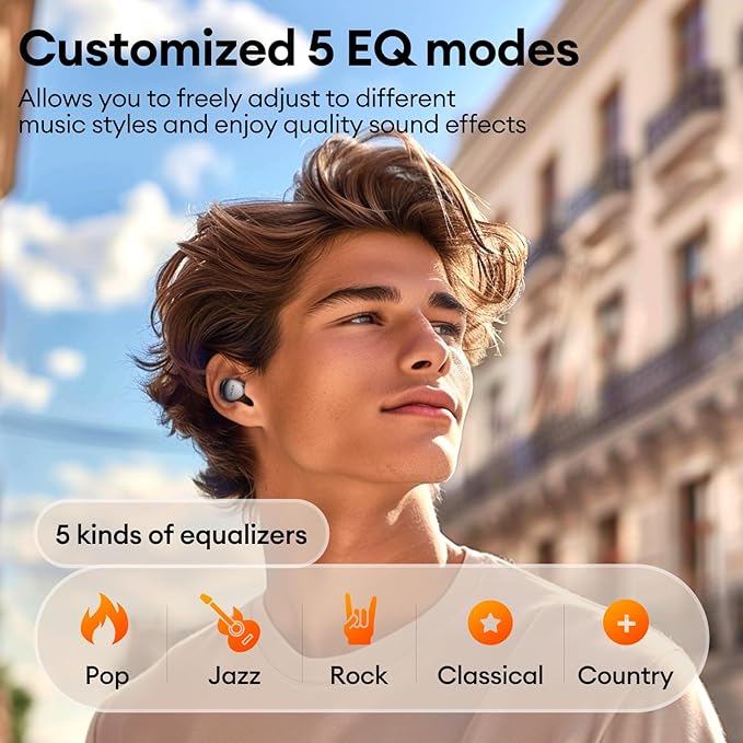 PAXA Wireless Earbuds with Touch Screen Headphones Bluetooth 5.4 Ear Bud IPX4 Light Weight in Ear Earbuds Comfortable Fit Deep Bass Stereo 5 EQ Modes ENC Clear Call for Android/iOS(Black)-StrideForce Fitness