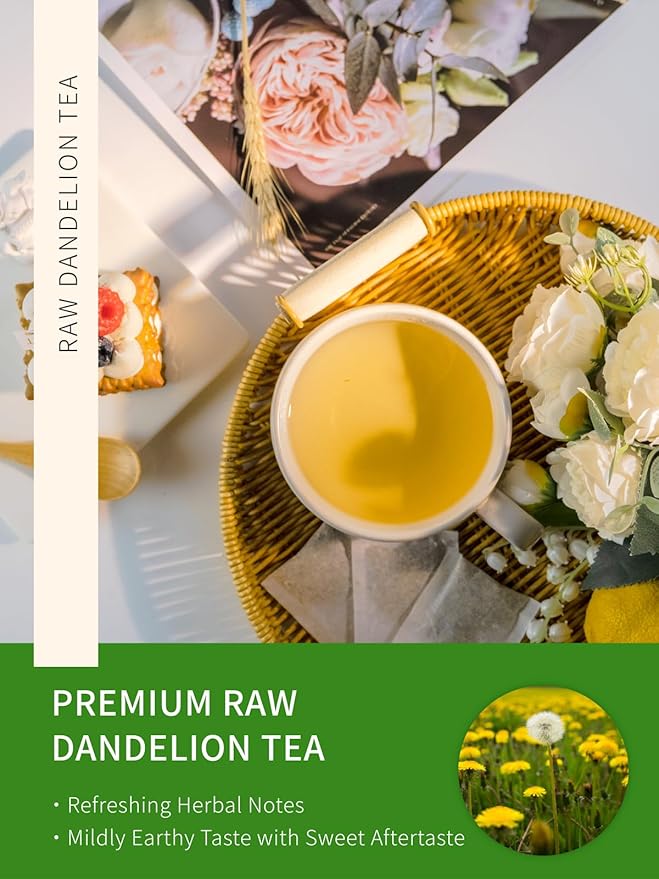 TeeLux Dandelion Root Tea Bags, Premium Raw Dandelion Root Tea, Smooth Taste, Caffeine Free, 100 Count