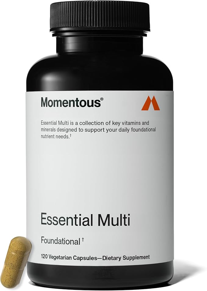 Momentous Essential Multivitamin for Women & Men - Complete Vitamin & Mineral Complex for Athletes & Wellness Enthusiasts - GMO- & Gluten-Free - NSF Certified for Sport - 30 Servings-StrideForce Fitness