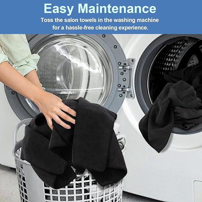 24 Pack Salon Towels - Highly Absorbent and Quick Drying Hand Towels, Premium Wash Cloths for Bathroom, Gym, Shower, Hotel, and Spa - 16x27 inch (Black)-StrideForce Fitness