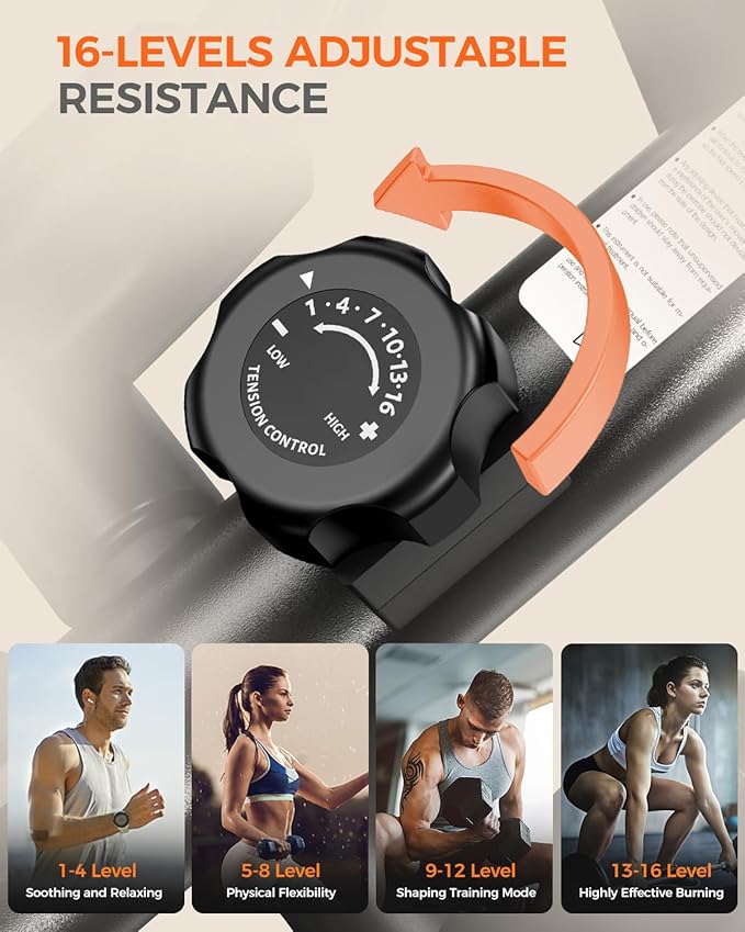 pooboo Elliptical Machine, Elliptical Exercise Machine with 16-Level Resistance&Hyper-Quiet Magnetic Driving System, Elliptical Machine for Home with LCD Monitor&15.5IN Stride, 350LBS Weight Capacity-StrideForce Fitness