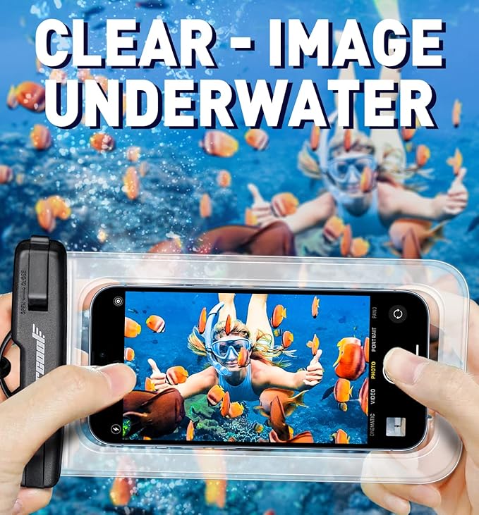 Hiearcool Waterproof Phone Pouch, Waterproof Phone Case, IPX8 Cellphone Dry Bag Compatible for iPhone 17 16 15 14 13 Pro Max Plus Cellphone Up to 8.3", Beach Essentials for Travel-Clear-4Pack-StrideForce Fitness