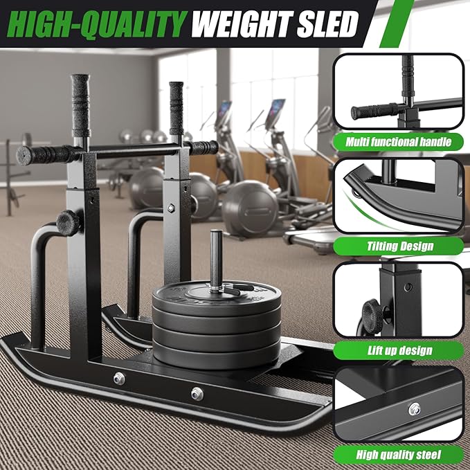 Weight Sled Adjustable Height - Weight Training Pull Sled Gym Equipment for Fitness Strength & Speed Training-StrideForce Fitness