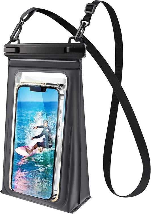 Waterproof Phone Pouch Floating, [Expandable Space] IPX8 Waterproof Dry Bag for iPhone 16 15 14 13 Pro Max Samsung S25 S24 S23 Google Up to 7.0" for Beach Boating Water Park Black-StrideForce Fitness