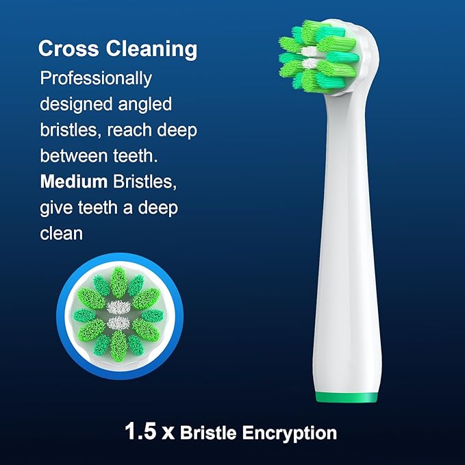 4 Count Cross Clean Replacement Heads Compatible with Oral B for Deep Clean, Brush Heads Compatible with Oral B Braun Pro 1000/500/Genius x Electric Toothbrush Heads (White)