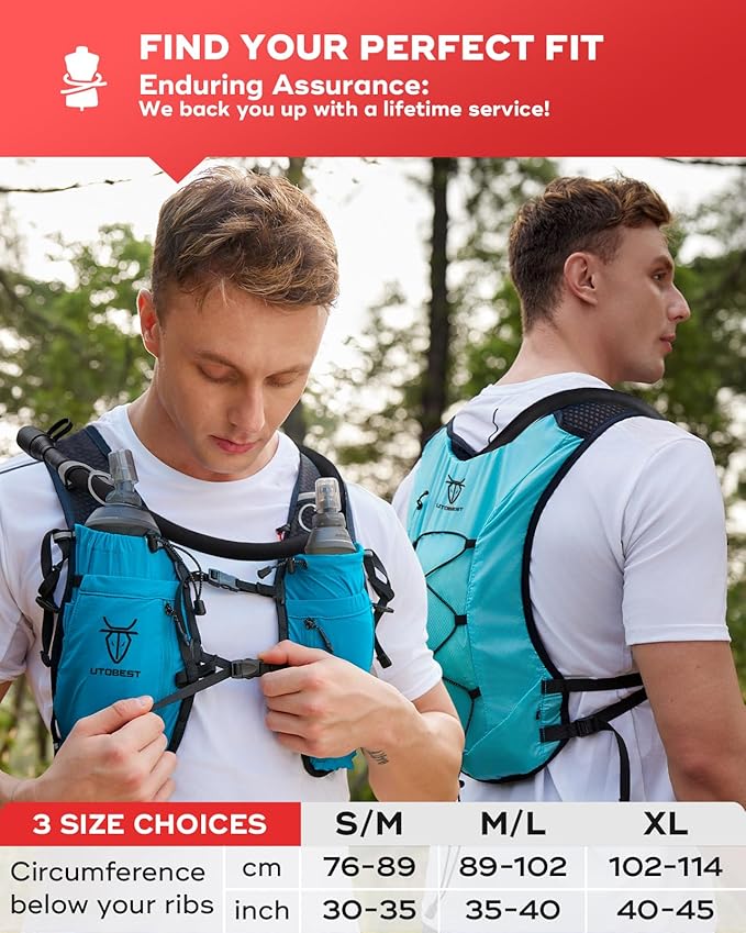 UTOBEST Upgrade Running Hydration Vest 10L, Running Backpack for Women Men Multi-Functional Storage, Adjustable Water Vest for Trail Marathon Race Jogging Cycling-StrideForce Fitness