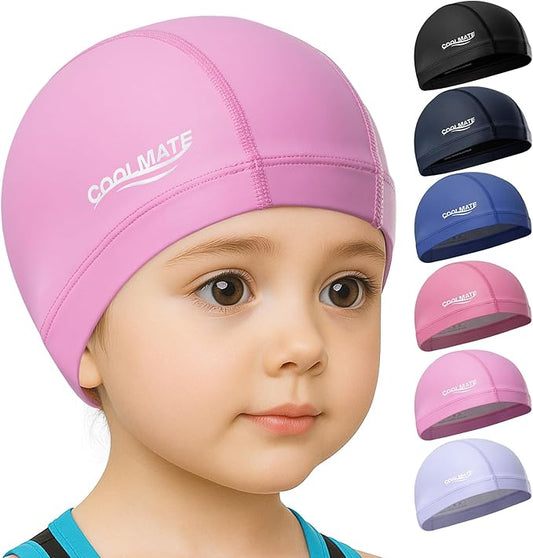 COOLMATE Fabric Swim Cap for Adult Women Men Kid 3 4 6 8 14 16, Silicone Water Resistant Layer, Cloth Swim Cap Gifts for Swimmers, Lightweight for Pool, Lap Swimming (1 pc)-StrideForce Fitness