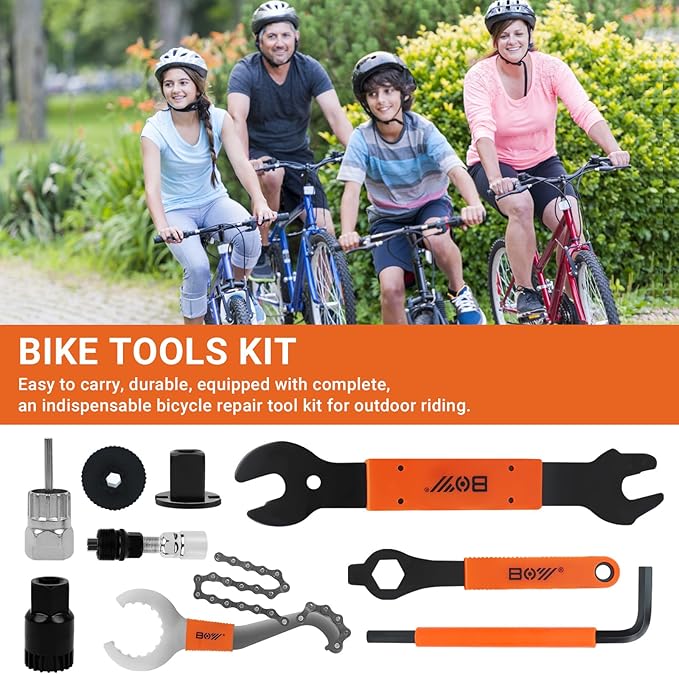 FOUUAAOOU Bike Tools Kit, Has 3 in 1 Bike Cassette Removal Tool, Bike Pedal Wrench, Bicycle Crank Removal Tool, Bottom Bracket Remover and Rotor Lockring Removal Tool, Bike Repair Tool Set-StrideForce Fitness