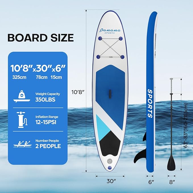 Panana Inflatable Stand Up Paddle Board, 10'x31 x6 SUP with Premium Paddle Board Accessories Kit, Anti-Slip EVA Deck for Adults Youth of All Skill Levels-StrideForce Fitness