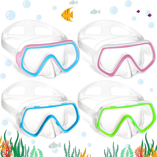 Hoolerry 4 Pcs Kids Nose Goggles Swim Goggles with Nose Cover for 3-8 Tempered Glass Snorkel Dive Mask Anti Fog with Elastic Strap No Leak Swimming Mask for Summer Diving Snorkeling-StrideForce Fitness