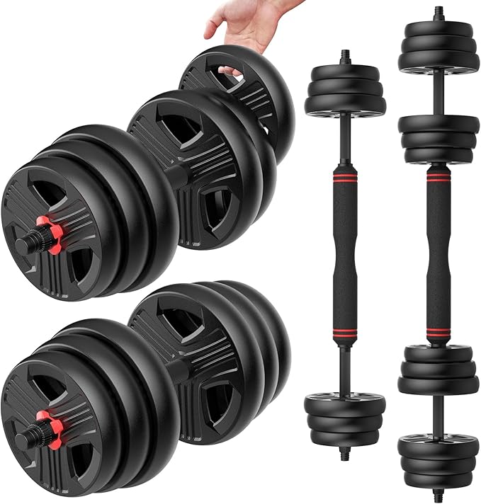 Adjustable Dumbbells, 20/30/40/55/60/70/80/90lbs Free Weight Set with Connector, 2 or 3 in 1 Dumbbells Used as Barbell, Kettlebells, Fitness Exercises for Home Gym Suitable for Men/Women-StrideForce Fitness