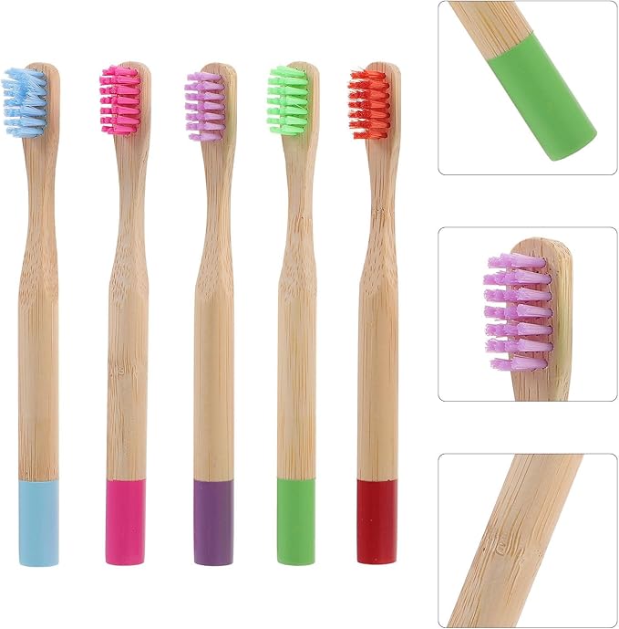 TOYANDONA 5Pcs Toothbrush with Charcoal Soft Bristles Ergonomic Round Handle Portable Manual Tooth Brush for Comfortable Grip Design Random Color