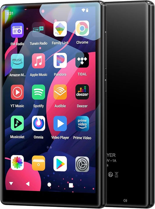 96GB MP3 Player with Bluetooth WiFi, Android 13 OS MP3 & MP4 Players with 5" IPS HD Touchscreen and Speaker, 4GB RAM & 32GB ROM, 2500mAh Music Player with Spotify, Play Store-StrideForce Fitness