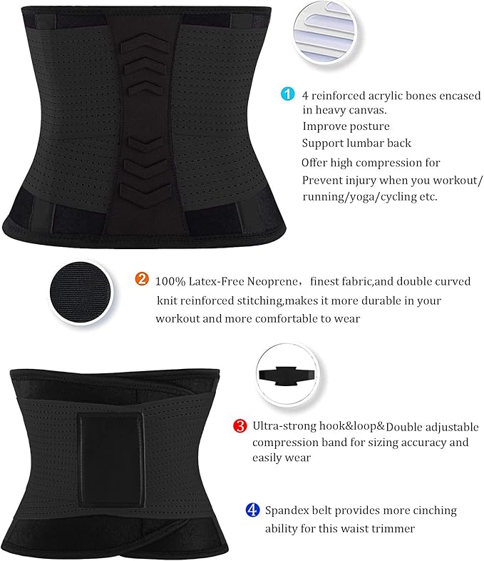 VENUZOR Waist Trainer Belt for Women - Waist Cincher Trimmer - Slimming Body Shaper Belt - Sport Girdle Belt (UP Graded)-StrideForce Fitness