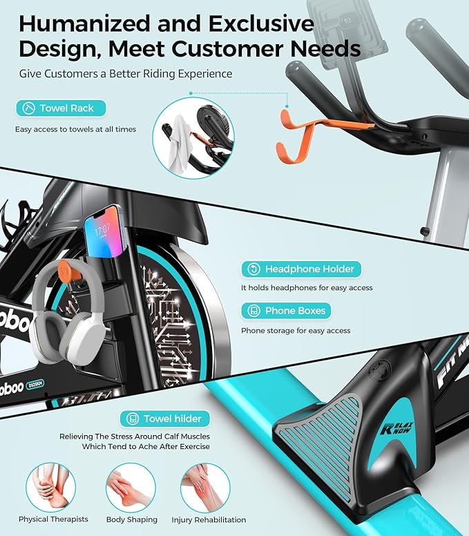 pooboo Exercise Bike, Adjustable Magnetic/Brake Pad Resistance Silent Belt Drive, Indoor Cycling Bike for Home Cardio, Fitness Stationary Bike with 350lbs/300lbs Weight Capacity &Upgraded Version Seat-StrideForce Fitness